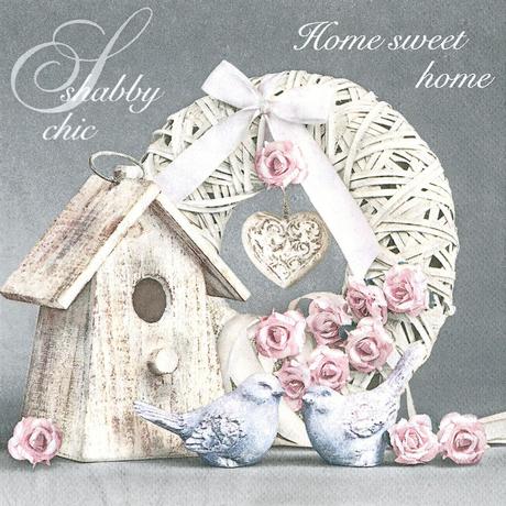 Servítka shabby chic vtáčia búdka 4ks (s336), 