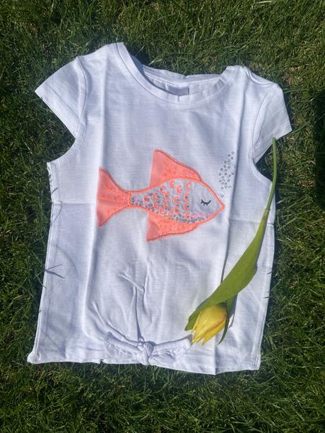 Dievčenské tričko s rybkou c&a bio cotton, c&a,104