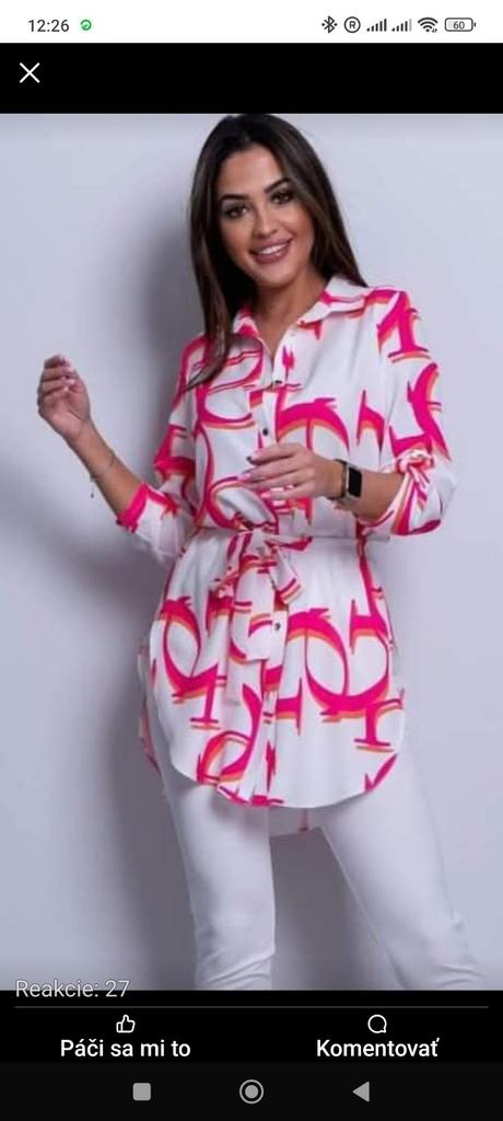 Predĺžená blúzka s opaskom, 38 / m