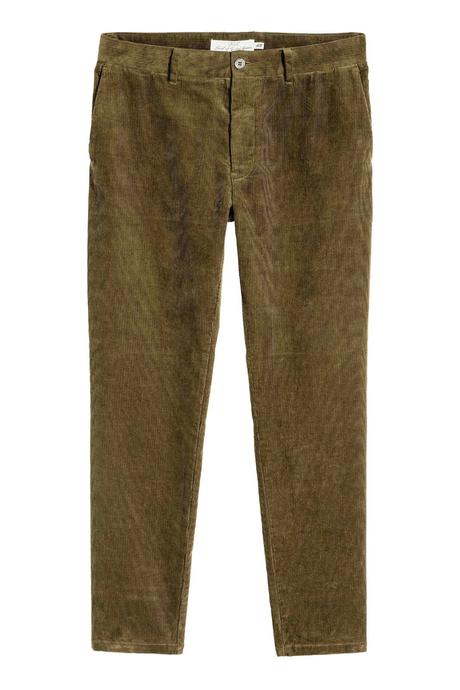 Menčestrové nohavice hm hnedé, h&m,l