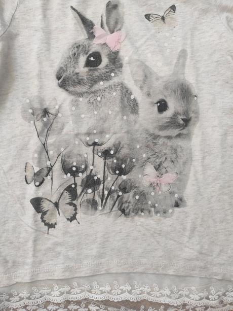 Krásne zajačikové tričko, veľ.134/140, vek 8-10r., h&m,134