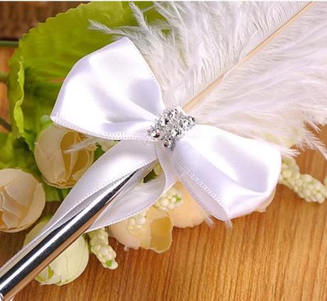 Vintage elegantné guľôčkové pero s perím biele, 