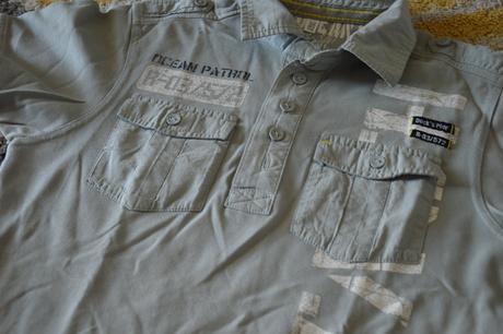 Sivé tričko s golierom 146/152, c&a,146