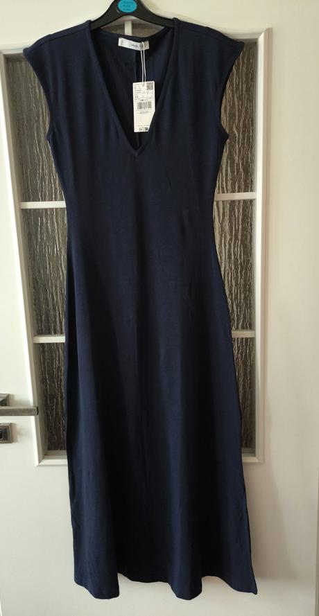 Tmavomodre midi saty mango, mango,s