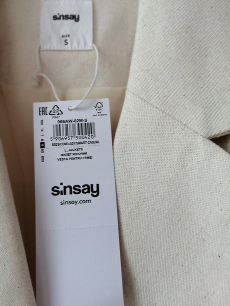 Nová pekná saková vesta, sinsay,s