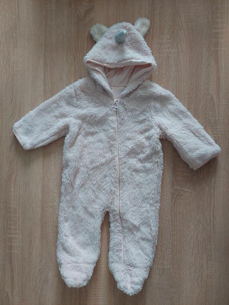 Teplý plyšový zimušný overal "jednorožec" veľ.74, marks & spencer,74
