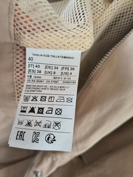 Benetton prechodná bavlnená parka s 3/4 rukávom m, benetton,m