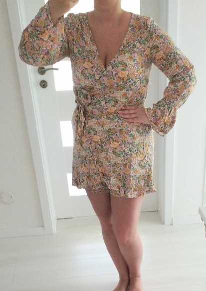 Nový kvetinový overal, veľ m, fishbone,38