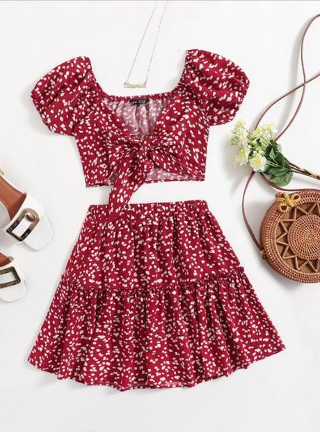 Krásny letný komplet sukne a topu značky shein, 