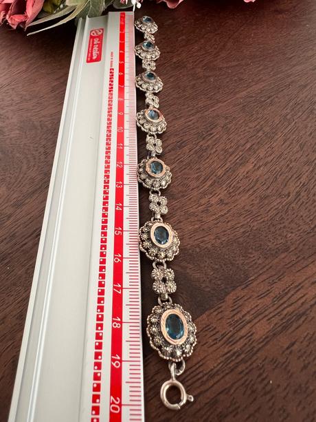 Starozitny naramok striebro a 18k zlato, 