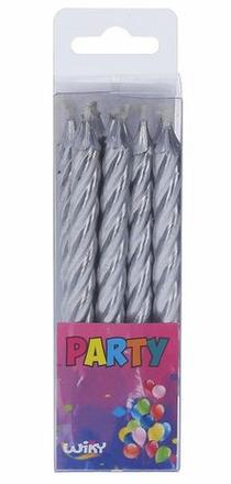 Sviečky strieborné so stojančekmi 12ks, 