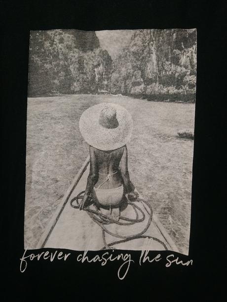 Dámsky čierny top s motívom, amisu, l, amisu,l