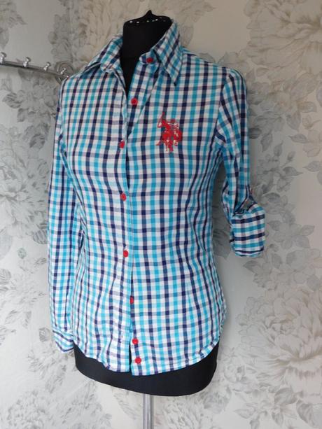 Pekna karo košelova bluzka s roll-up rukavmi, u.s. polo assn.,34