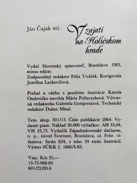 Ján čajak - v zajatí na holíčskom hrade, 