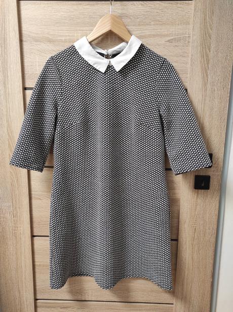 Krásne čierno biele šaty s límcom, f&f,m