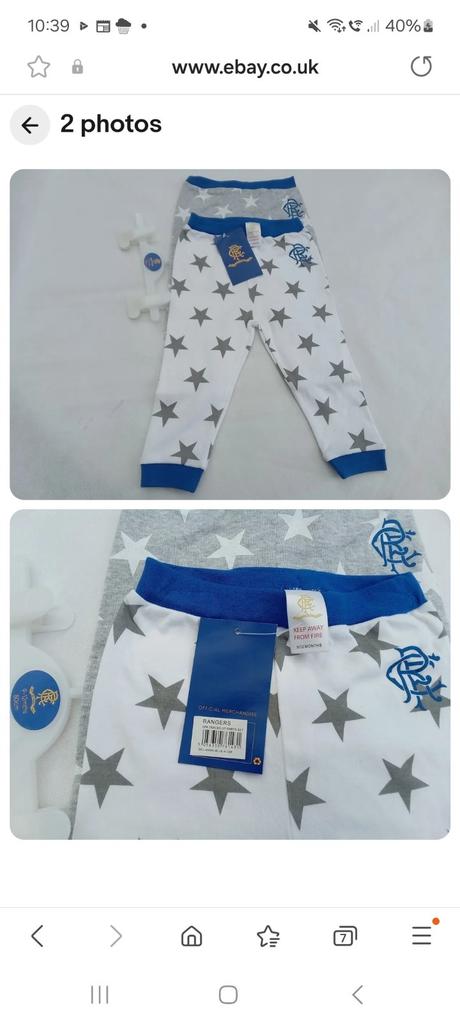 Tepláky pre fanúšikov rangers, rozm.68cm, 2ks, 68