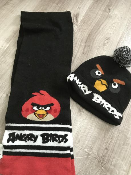 Komplet čiapka+šál angry birds 8-12 rokov, h&m,134
