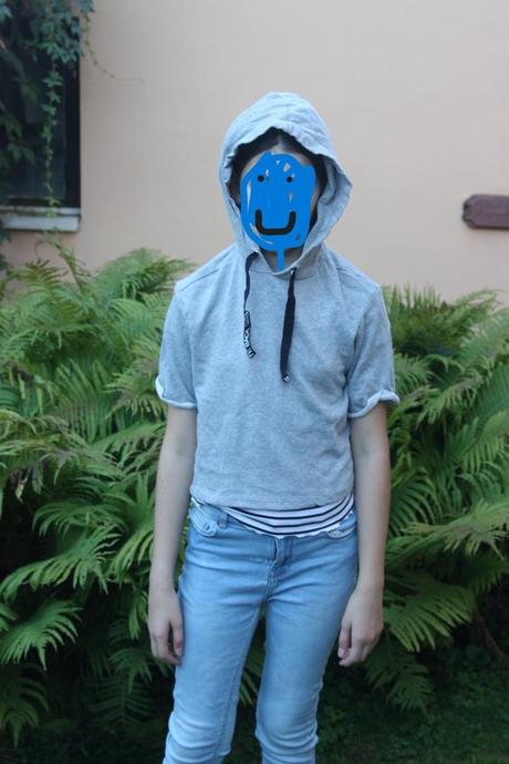 Mikina/croptop s kratkym rukavom, h&m,164