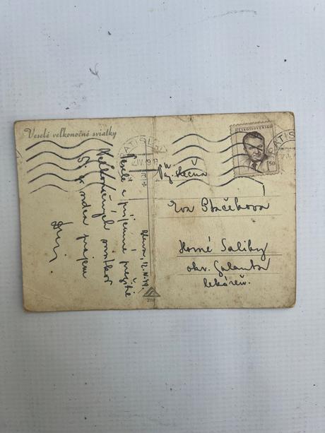 Salac vesela velka noc pohladnica starozitna vinta, 