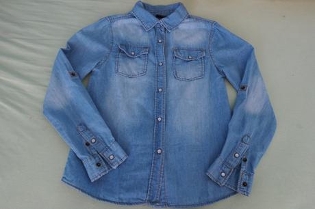 Dievčenská rifľová košeľa s dlhým rukávom, 134