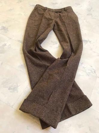 Tvídové široké nohavice s manžetami, 36