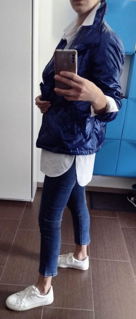 Metalická tmavomodrá bunda, l