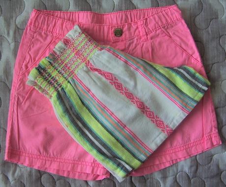 Suknička + tričko + 2 x šortky 7 - 8 rokov č. 128, h&m,128