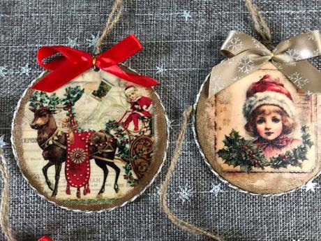 Handmade vianocne drevene ozdoby,9 cm,6 ks, 