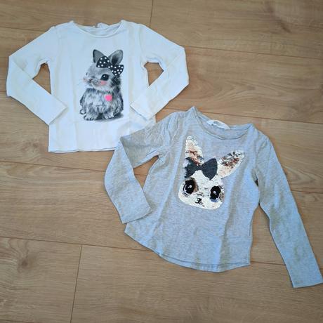Tričká so zajačikom z flitrov h&m, veľ. 110/116, h&m,116