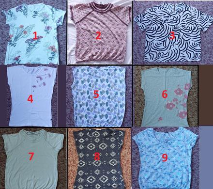 9 dámskych tričiek, l