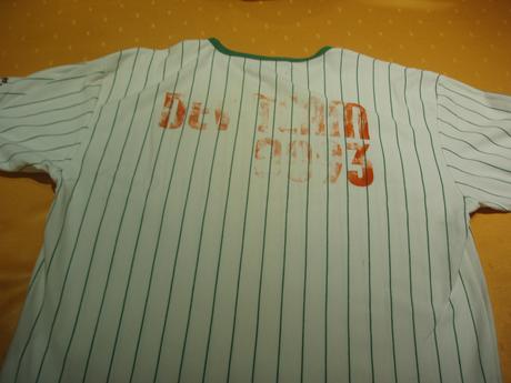 Biele tričko so zelenými prúžkami devergo, xl