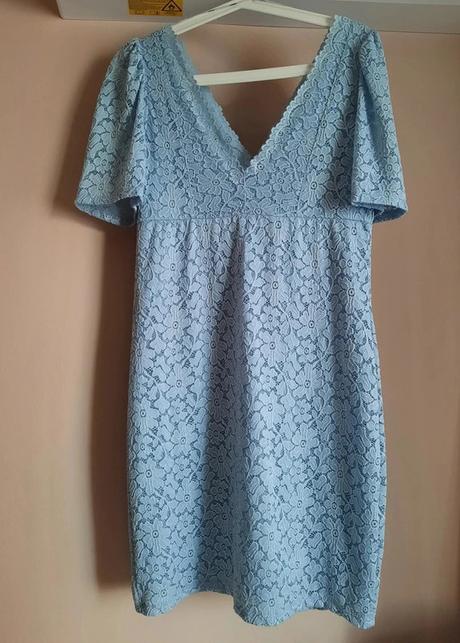 Bledomodre šaty s čipkou, only,40