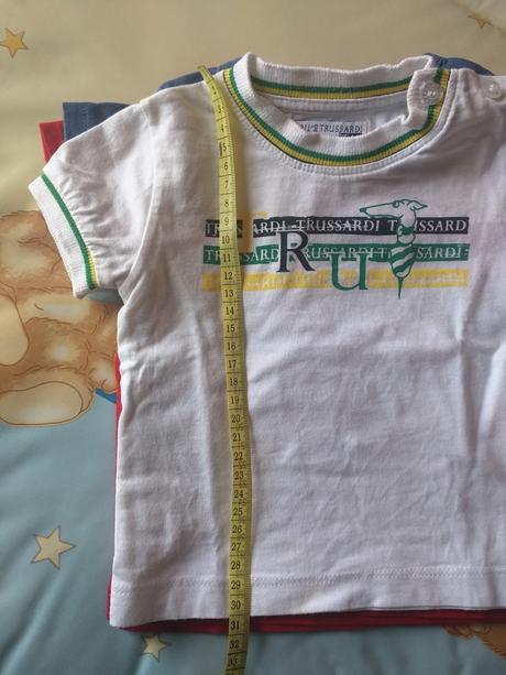 Letne tricka 6-9m benetton, trussardi + 2 ks rifle, 68–80