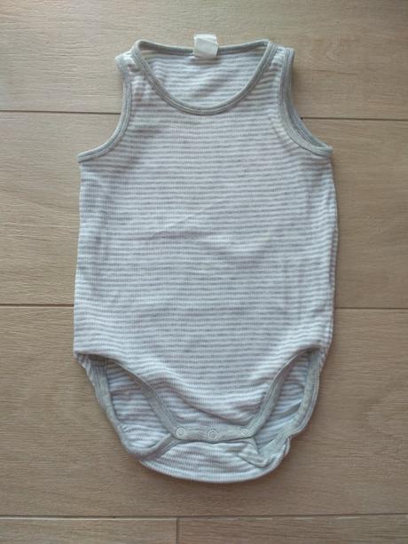 Pásikavé šedobiele body tielko, h&m,80