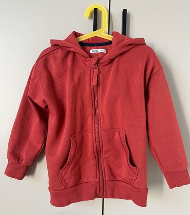 Detská oranžovo-červená mikina na zips s kapucňou, sinsay,122