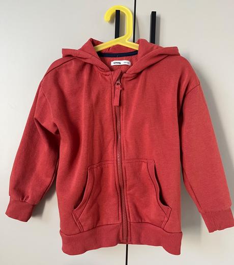Detská oranžovo-červená mikina na zips s kapucňou, sinsay,122
