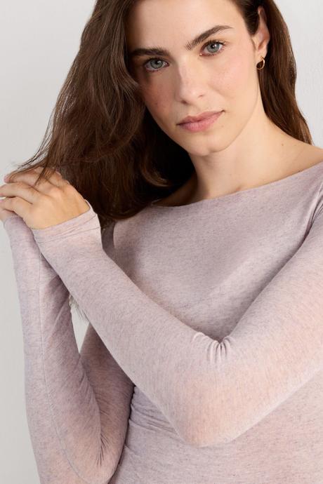 Top s kašmírom lodičkový výstrih béžovo fialový, intimissimi,s