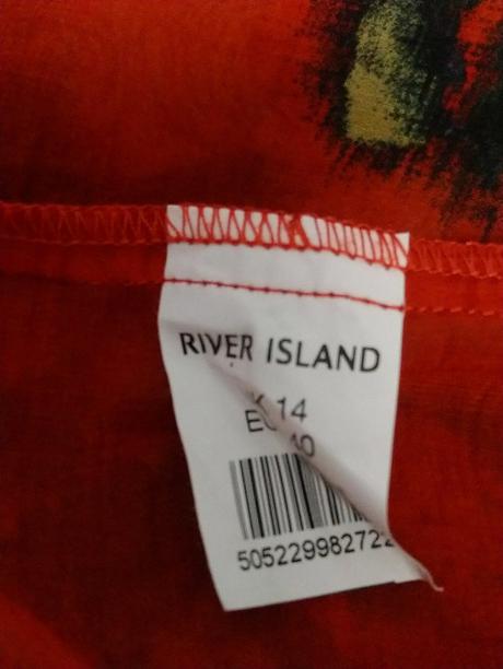 Červená blúzka s farebným vzorom river island l/xl, river island,xl