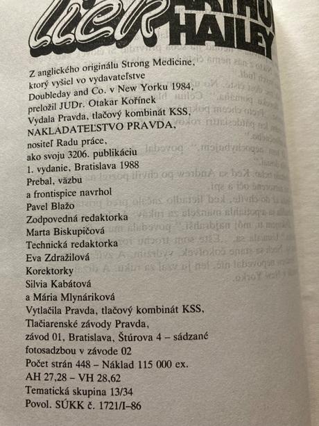 Liek- hailey arthur prvé vydanie 1988, 