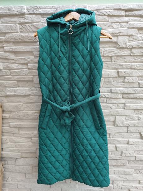 Dlhšia zelená jarná vesta, xs