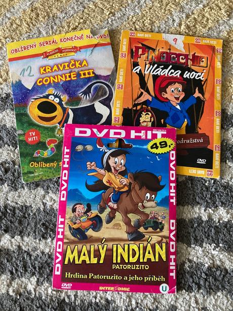 Dvd malý indián, pinocchio, kravička connie, 