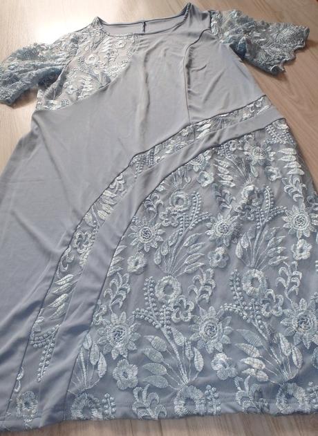 Šedo modré elastické šaty, 2xl/48, xxl