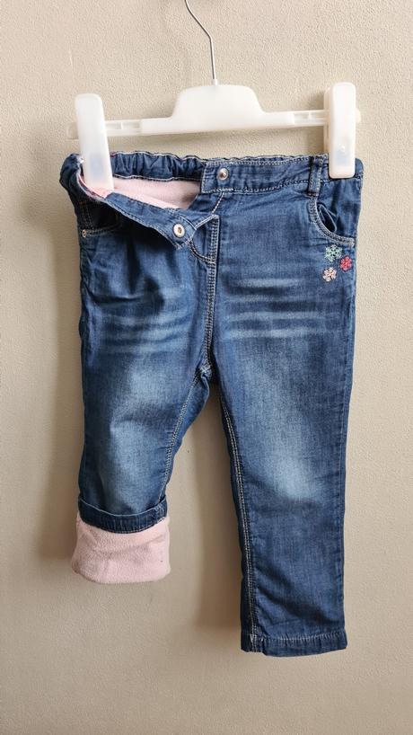 Hrubé dievčenské rifle zateplené fleecom vel. 92, palomino,92