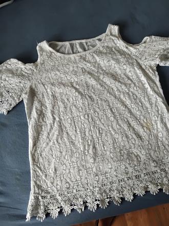 Biele tričko s cipkou s m, s