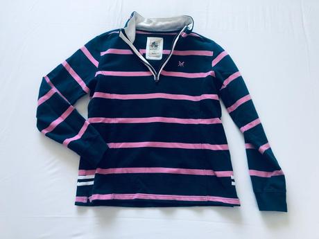 Dámska pásikavá mikina crew clothing na zips, l