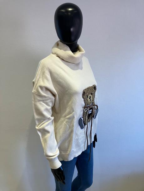 Dámsky rolák s medvedíkom maslový (uni), l / m / xl