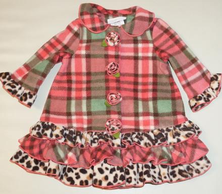 80/86 elegantny flisovy kabatik s ruzami,12-18 mes, 86