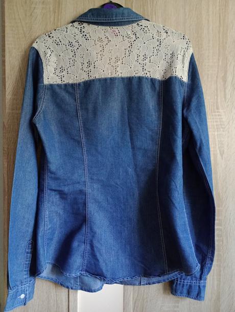 Riflová košeľa s čipkou, terranova,m