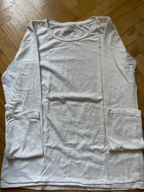 Biele tričko s flitrovanou hviezdou, next,164