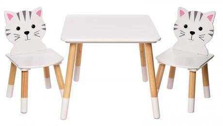 Detský stôl so stoličkami mačička,